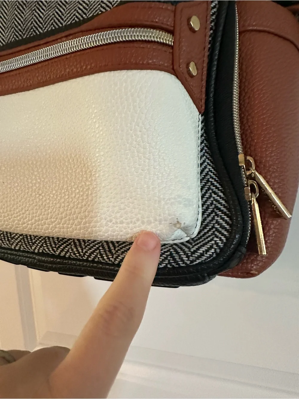 Itzy Ritzy Black, Brown & White Herringbone Mini Backpack